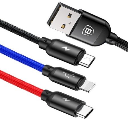 Baseus Primary | Kabel 3w1 USB - Lightning IPhone Micro Type-C 3.5A 120cm