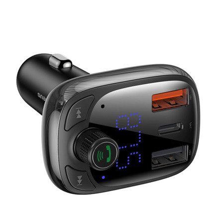 Baseus T typed PPS  | Transmiter FM bluetooth MP3 ładowarka samochodowa 2x USB + USB-C QC 3.0 PD 3.0 Huawei SCP 5A 